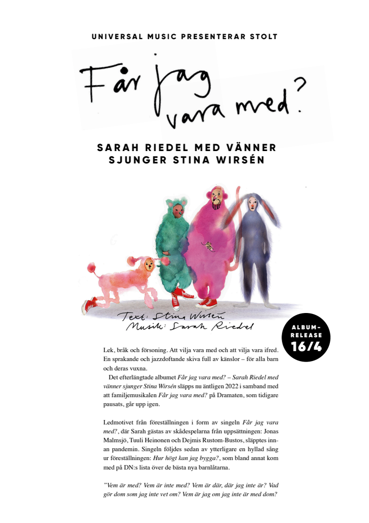 Sarah Riedel med vänner sjunger Stina Wirsén