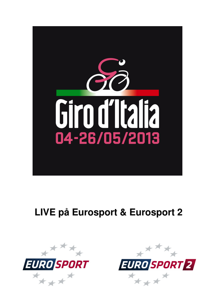 Pressinfo: Giro d'Italia på Eurosport & Eurosport 2