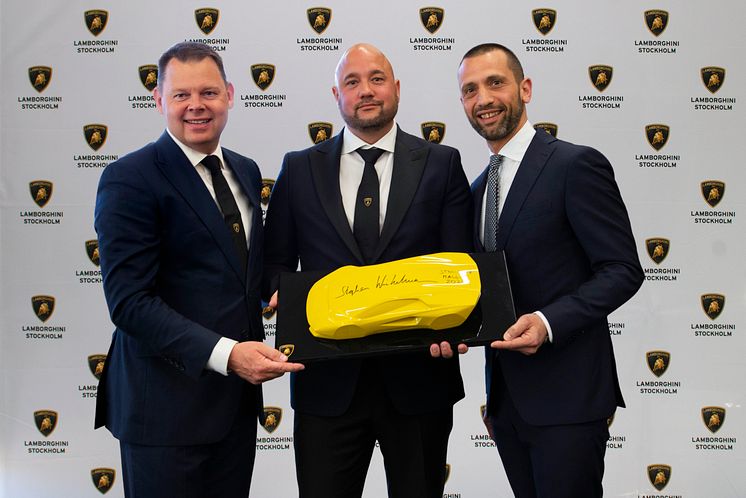 Klaus Frøkjær- CEO at Semler Premium, Johan Mårtensson - Country Manager Sweden, Francesco Cresci -Regional Director Automobili Lamborghini