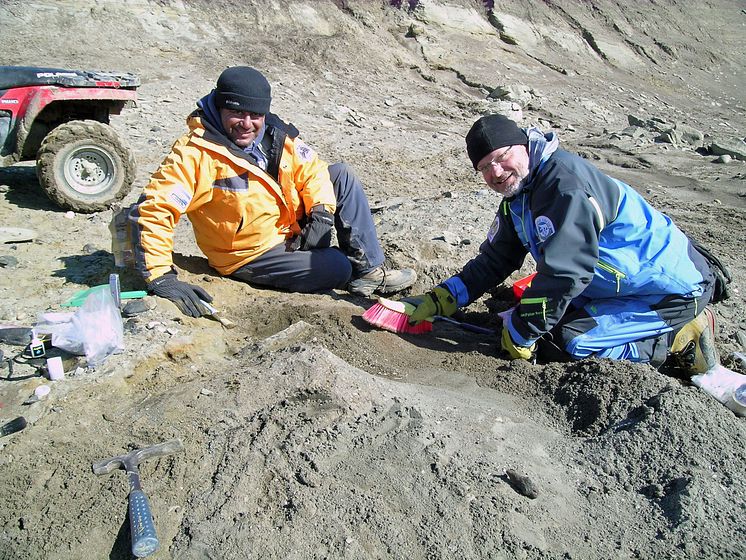 Jourhavande paleontolog i fält