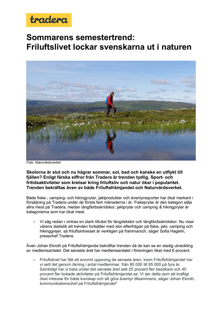 Sommarens semestertrend: Friluftslivet lockar svenskarna ut i naturen