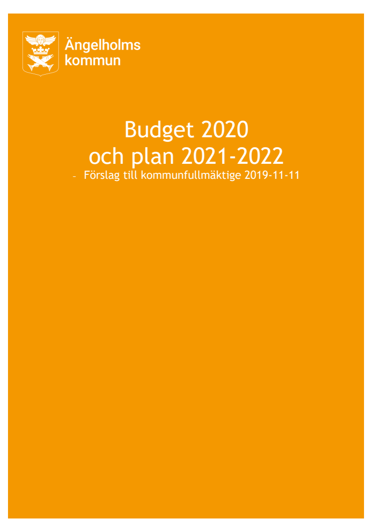 Blågröna majoritetens budgetförslag 2020 och plan 2021-2022