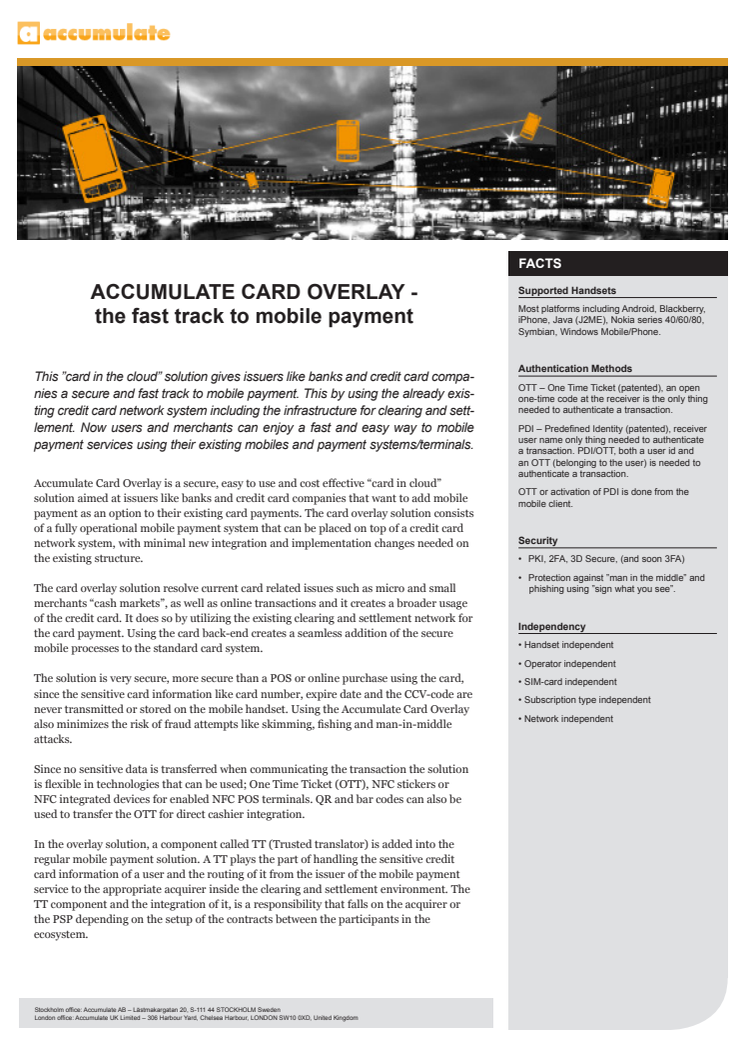 Fact sheet Accumulate Card Overlay - the fast track to mobile payment