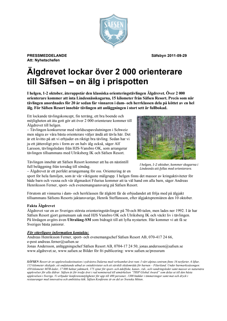 Älgdrevet lockar över 2 000 orienterare  till Säfsen – en älg i prispotten 