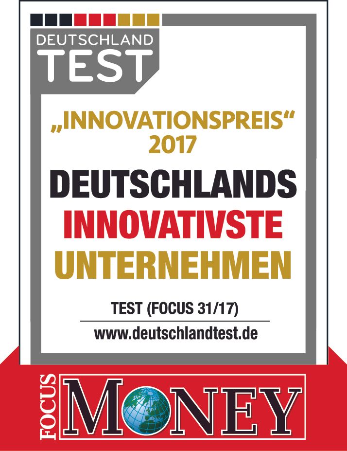 Logo Deutschlandtest-Siegel „Deutschlands innovativste Unternehmen“