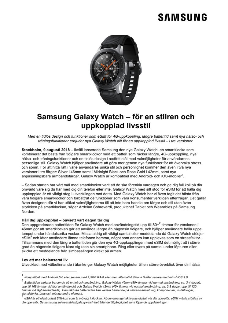 Samsung Galaxy Watch – för en stilren och uppkopplad livsstil