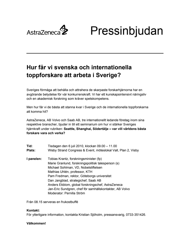 Pressinbjudan Almedalen 2010