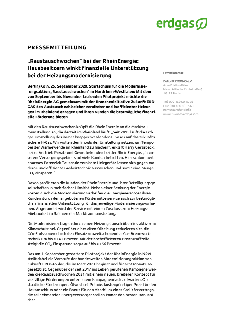 „Raustauschwochen“ bei der RheinEnergie:  Hausbesitzern winkt finanzielle Unterstützung bei der Heizungsmodernisierung