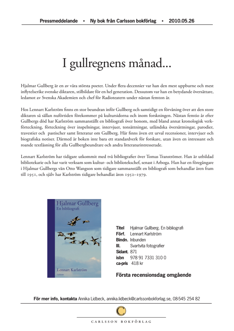 Gullberg-bibliografi