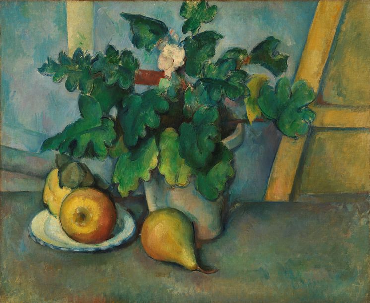 Paul Cézanne: Vase med frukt og blomster / Pot of Flowers and Fruit (circa 1888-90), The Samuel Courtauld Trust, The Courtauld Gallery, London