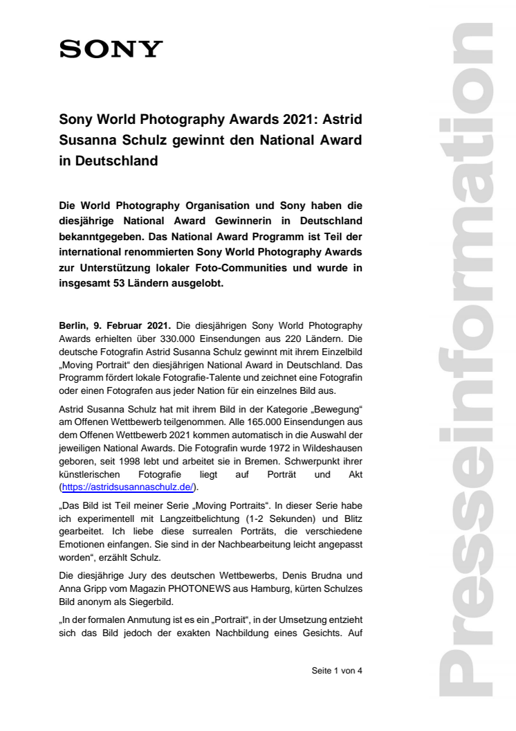 Sony World Photography Awards 2021: Astrid Susanna Schulz gewinnt den National Award in Deutschland