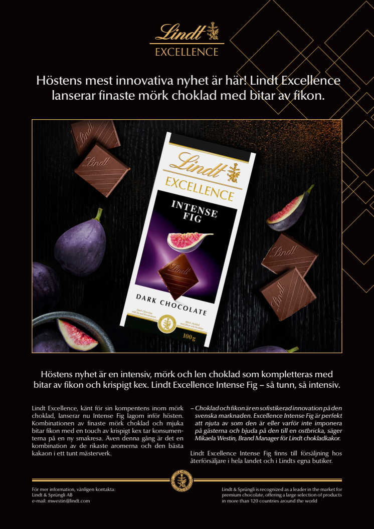 Upptäck höstens mest innovativa chokladnyhet  - Lindt Excellence Fikon!