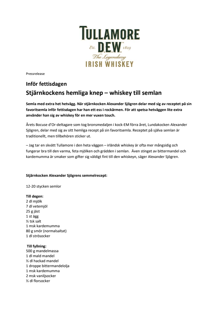 Stjärnkockens hemliga knep – whiskey till semlan