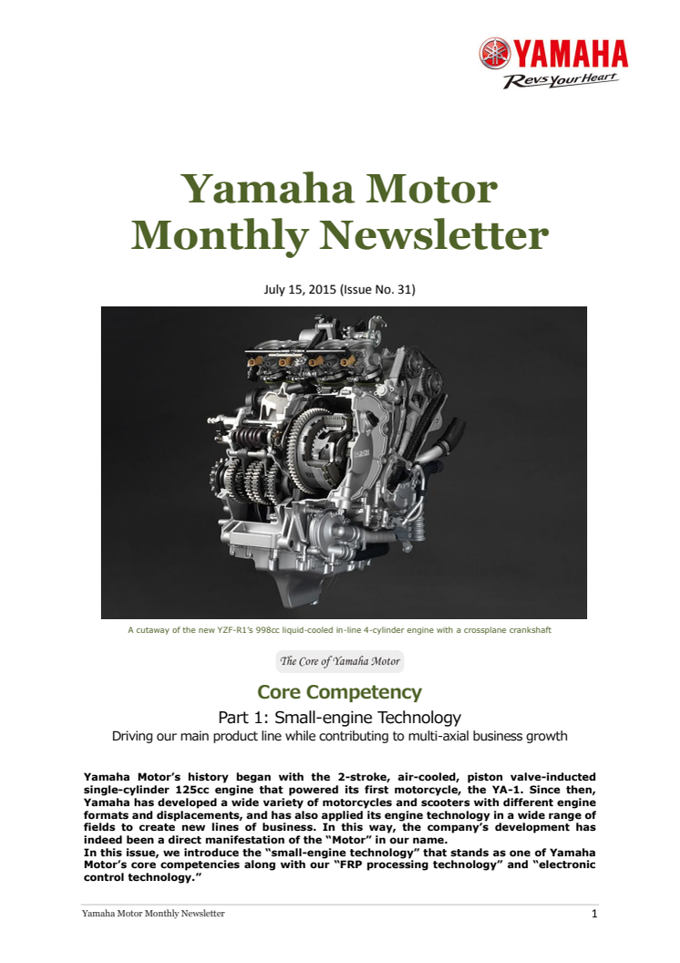 Yamaha Motor Monthly Newsletter No.31(July 2015) Core Competency