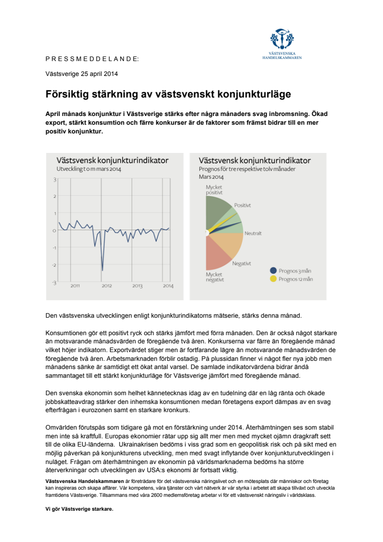 Försiktig stärkning av västsvenskt konjunkturläge