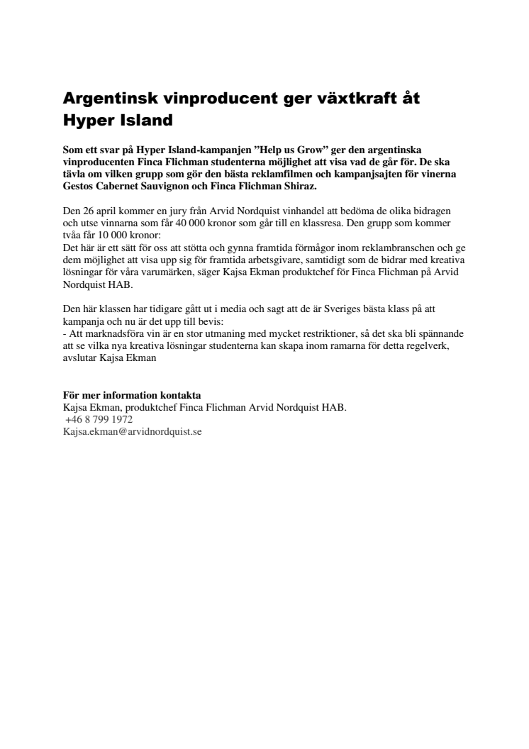 Argentinsk vinproducent ger växtkraft åt Hyper Island