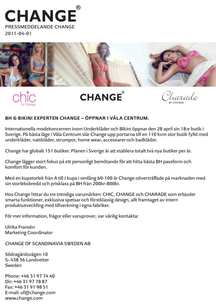 BH & BIKINI Experten Change – Öppnar i Väla Centrum