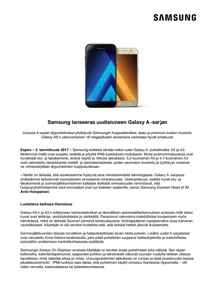 Samsung lanseeraa uudistuneen Galaxy A -sarjan