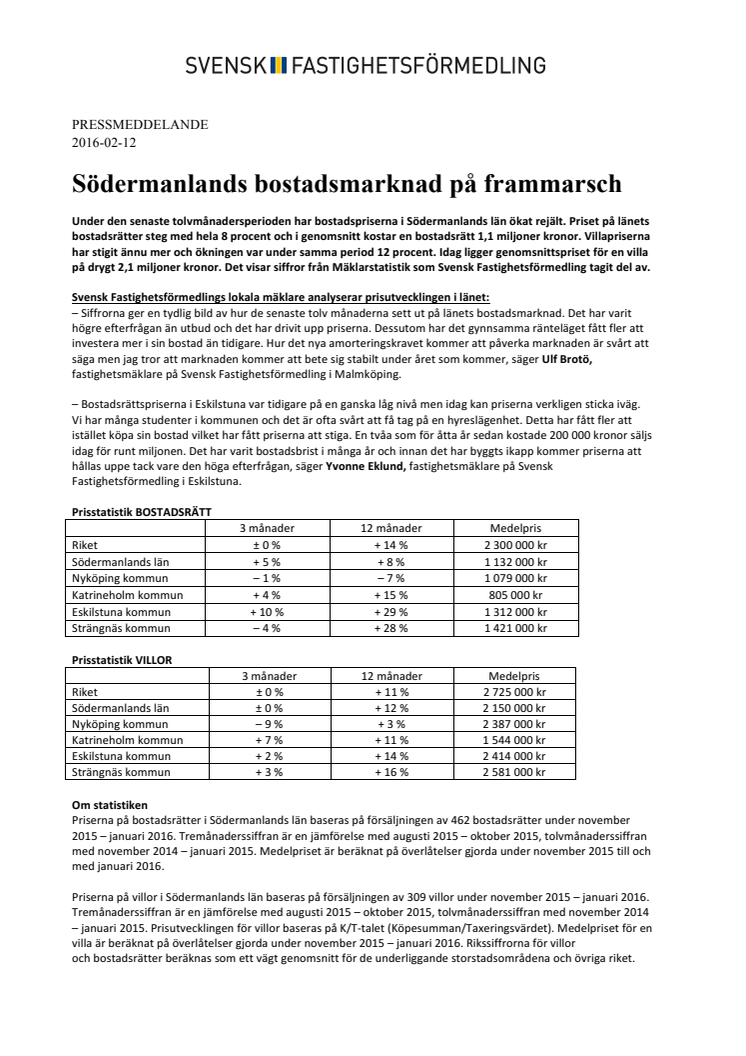 Södermanlands bostadsmarknad på frammarsch