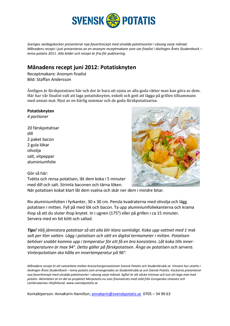 Månadens recept juni - Potatisknyten med färskpotatis