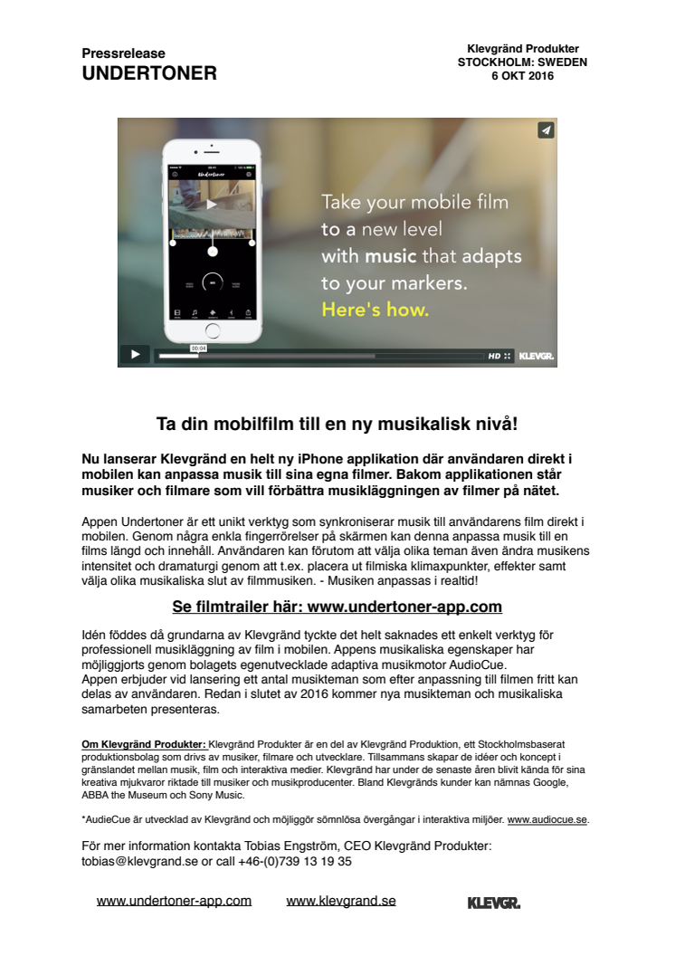 Undertoner - Mobilappen som tar dina filmer till en ny musikalisk nivå!