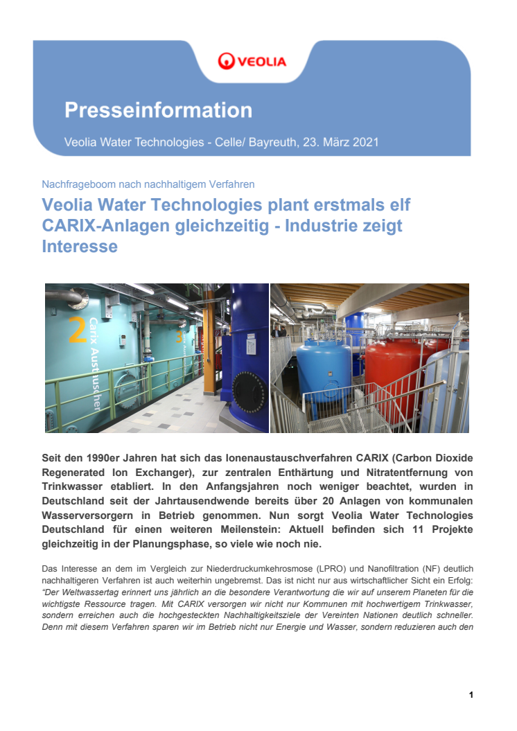 58016_PM Rekord_ Veolia Water Technologies plant erstmals elf CARIX-Anlagen gleichzeitig - Industrie zeigt Interesse.pdf