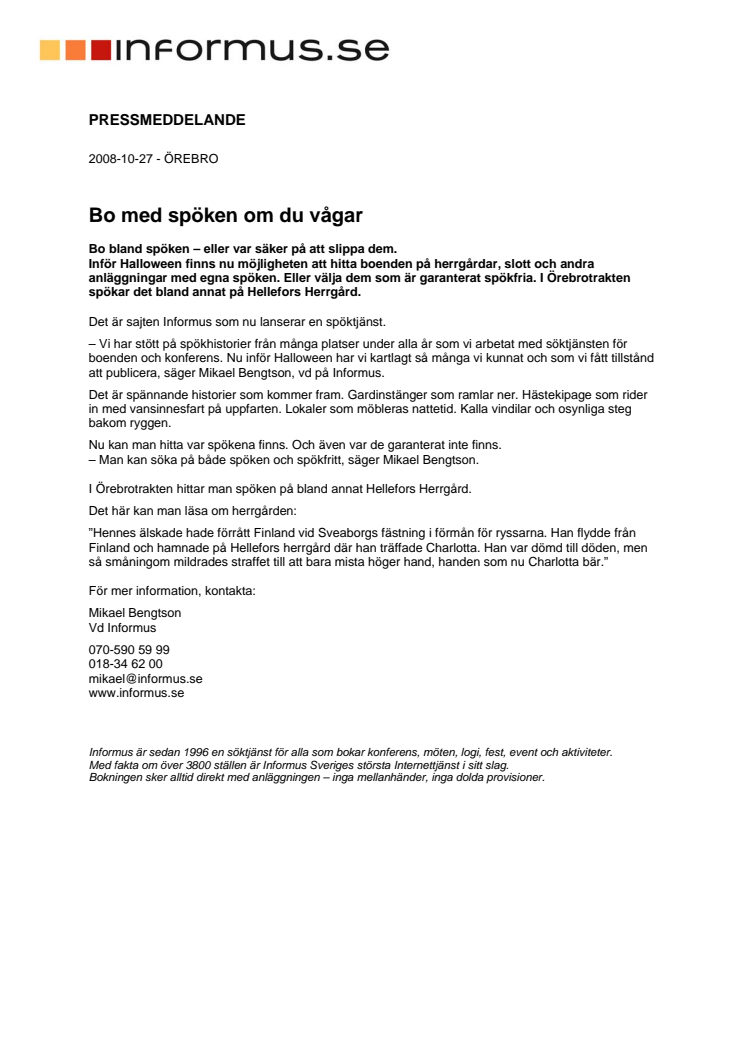 Bo med spöken om du vågar (Örebro)