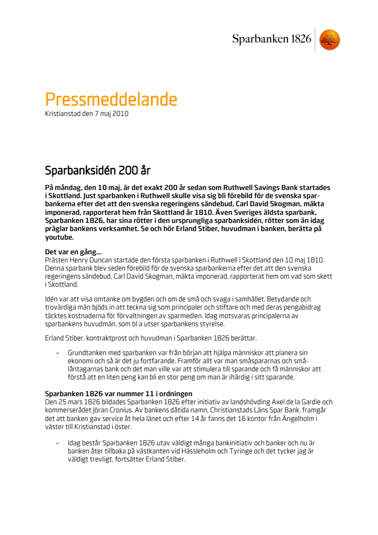 Sparbanksidén 200 år