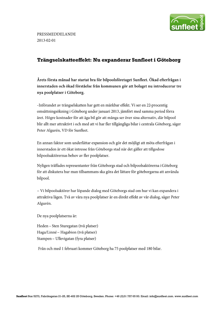 Trängselskatteeffekt: Nu expanderar Sunfleet i Göteborg