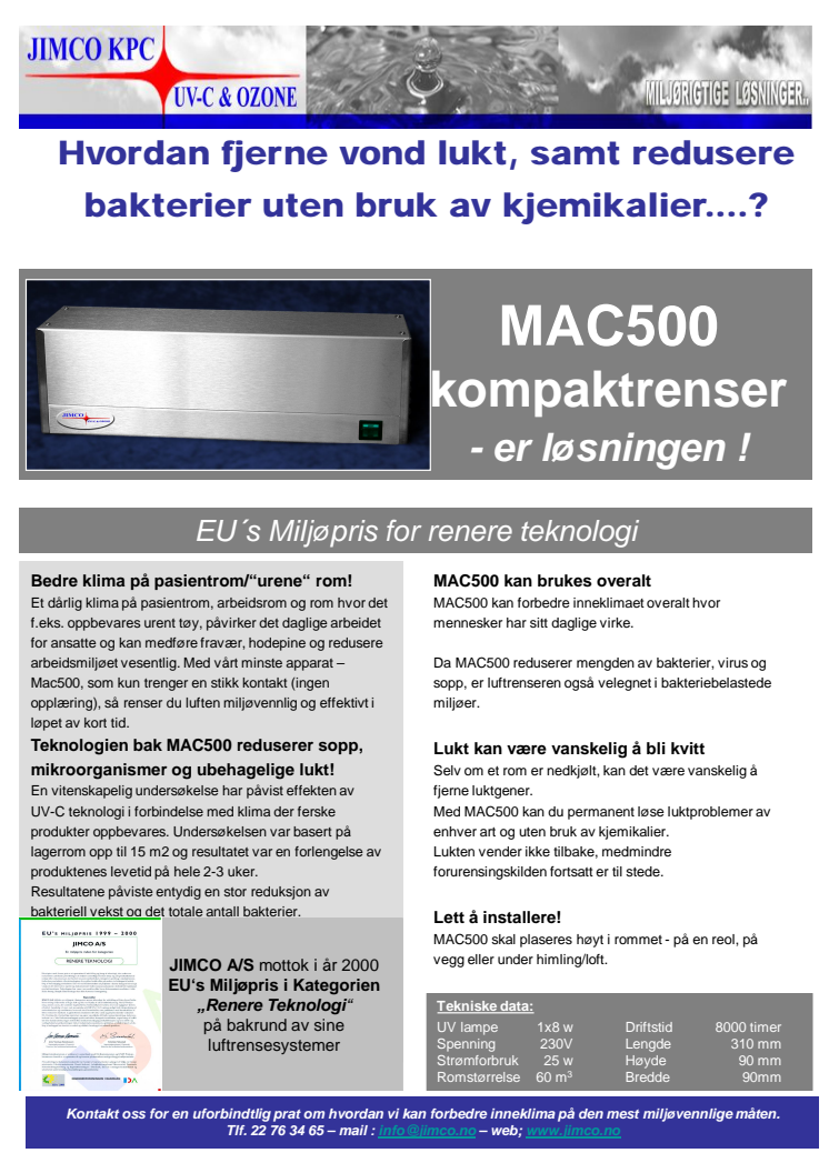 Hvordan fjerne vond lukt, redusere bakterier uten bruk av kjemikalier?