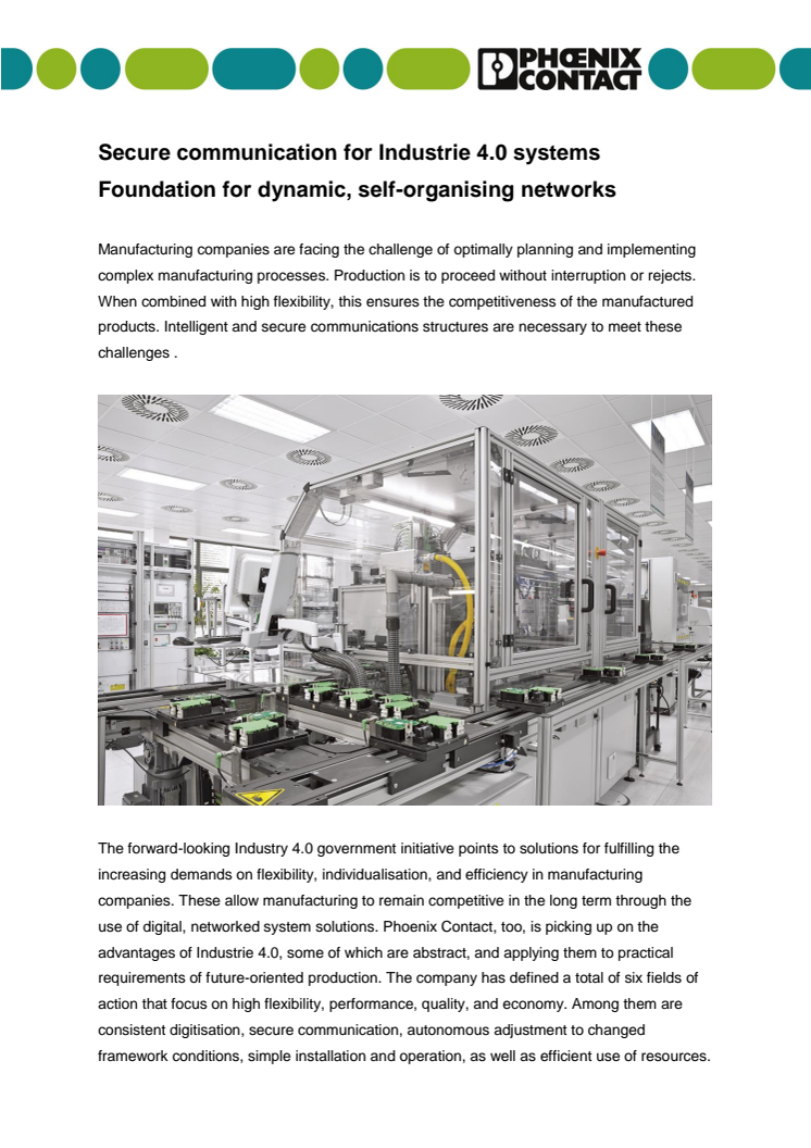 Secure communication for Industrie 4.0 systems