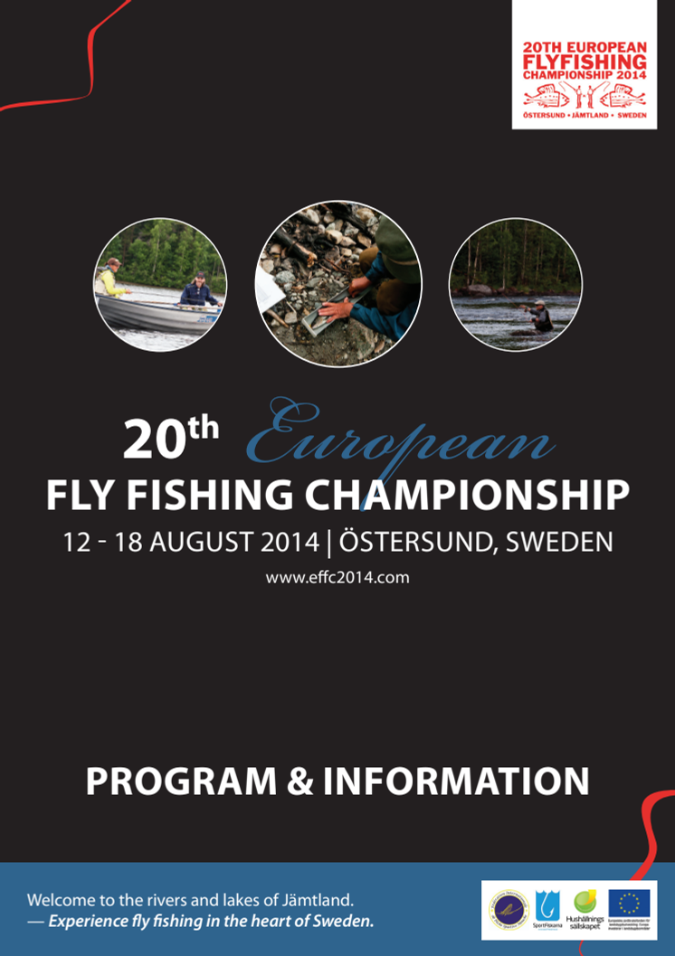 Programblad inkl. kartor för flugfiske-EM 2014