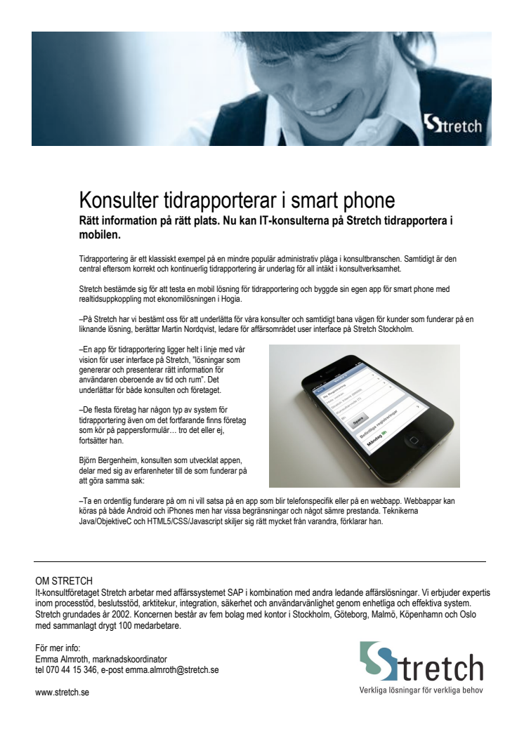 Konsulter tidrapporterar i smartphone