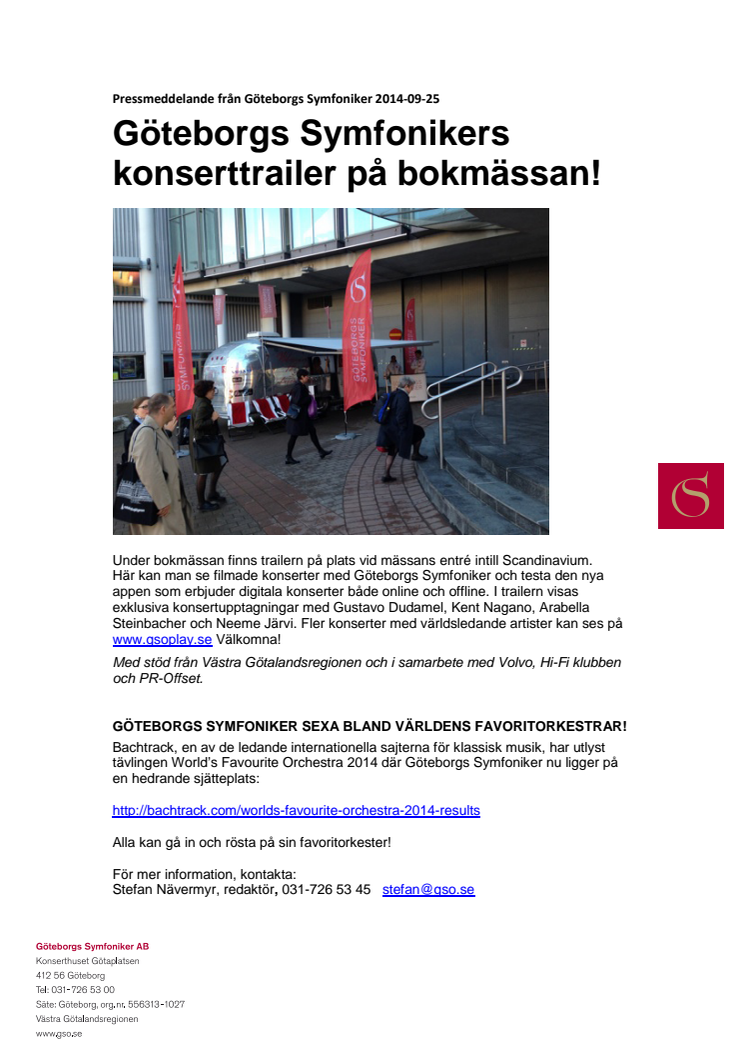 Göteborgs Symfonikers konserttrailer på bokmässan!