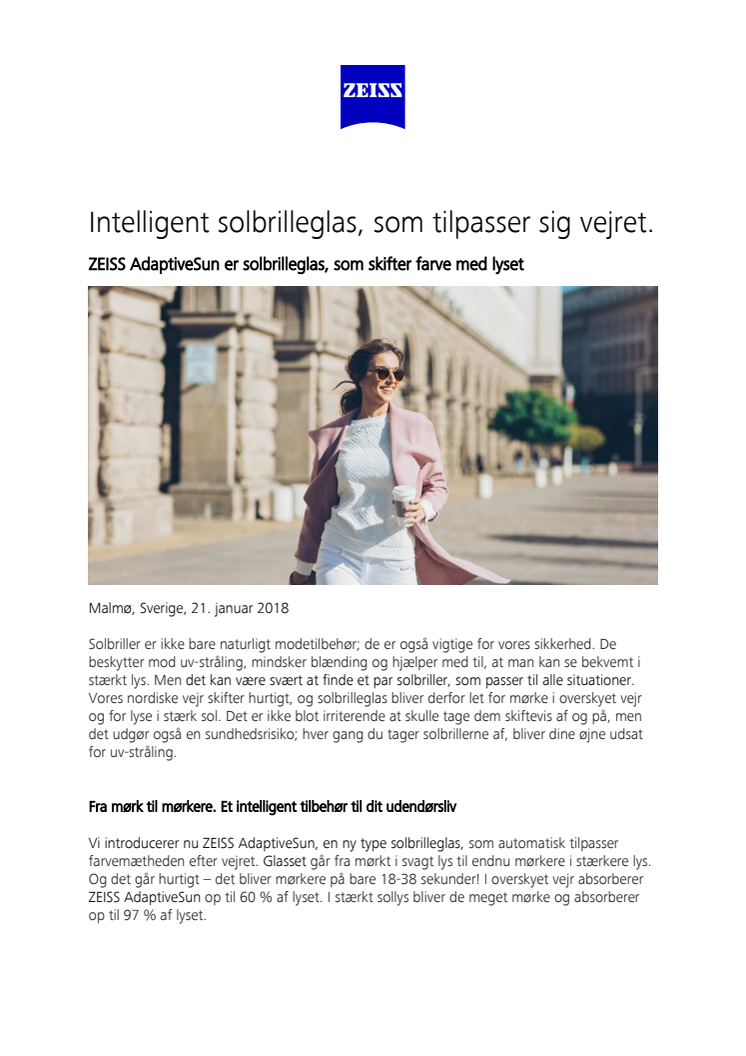 Intelligent solbrilleglas, som tilpasser sig vejret.