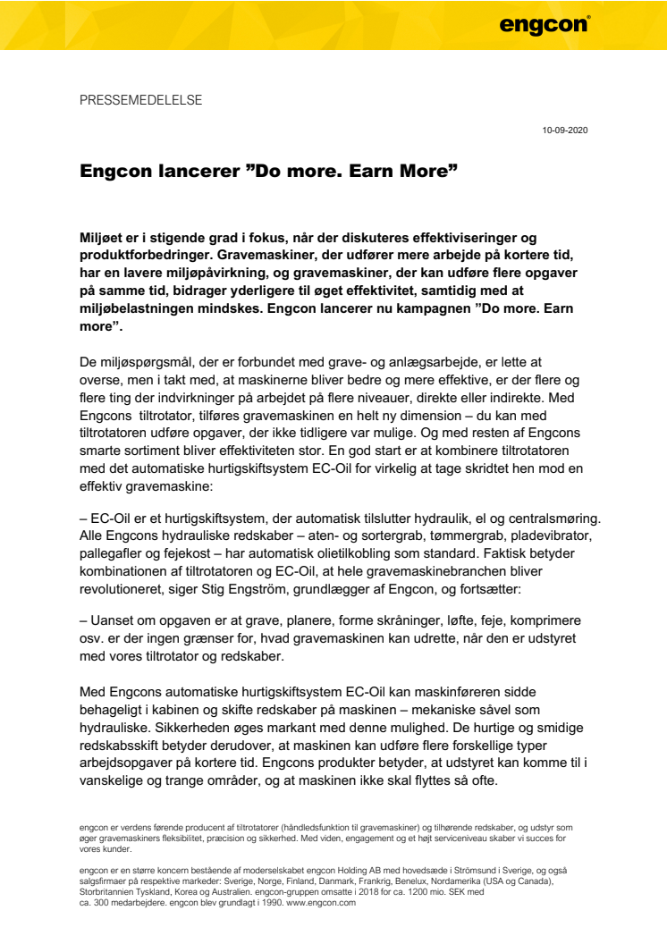 Engcon lancerer ”Do more. Earn More”