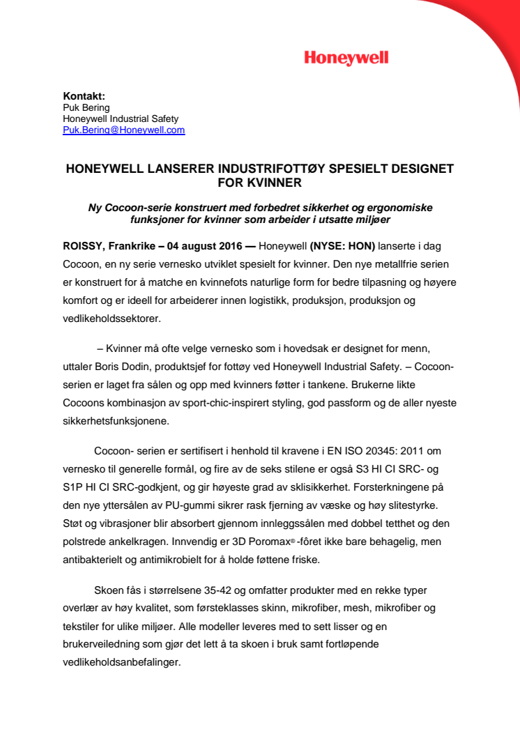 Honeywell lanserer industrifottøy spesielt designet for kvinner