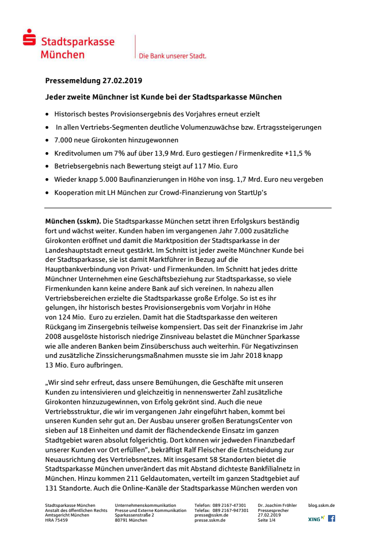 Jeder zweite Münchner ist Kunde bei der Stadtsparkasse München