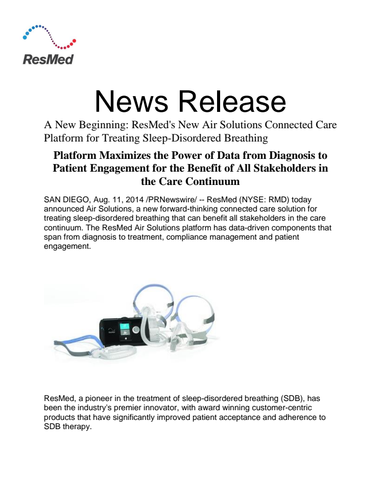 ResMed AIR Solutions - En ny start