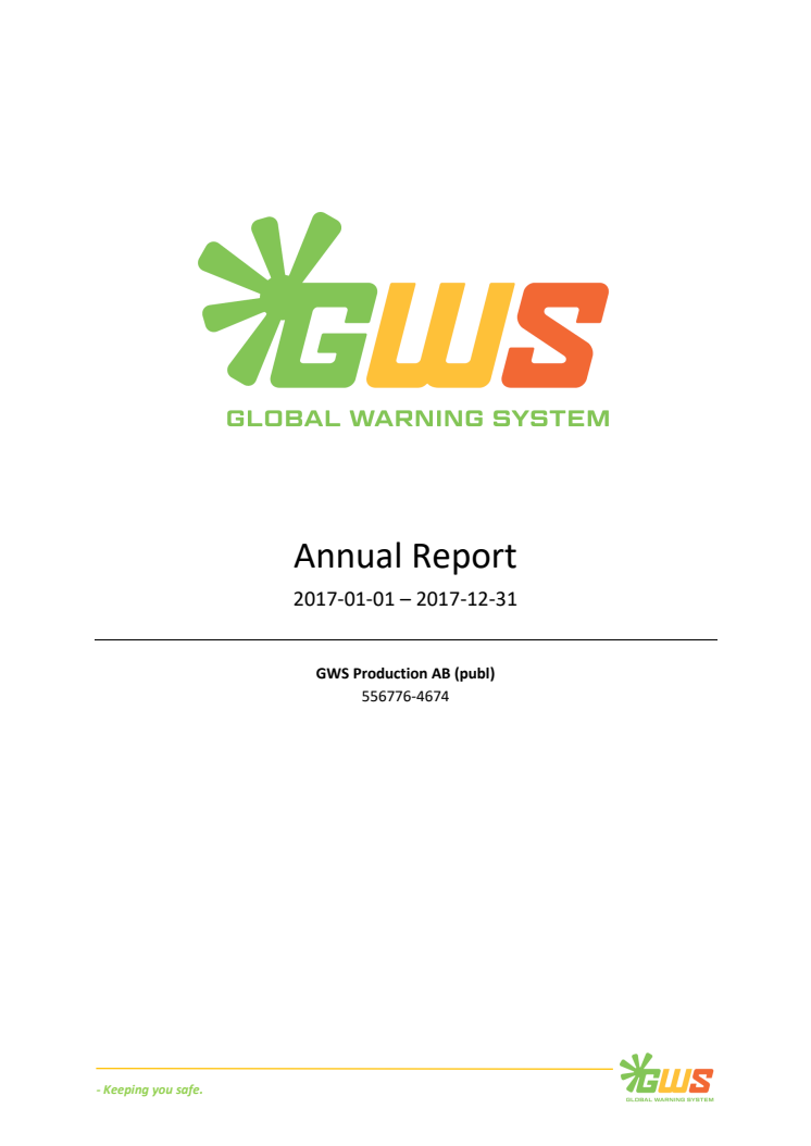 GWS Production AB (publ) publishes annual report for 2017