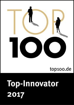 Das Top 100-Siegel „Top-Innovator 2017“, das aeris ab sofort tragen darf. 