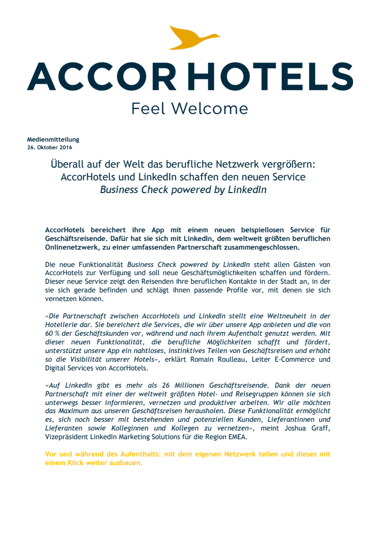 AccorHotels und LinkedIn schaffen den neuen Service Business Check powered by LinkedIn