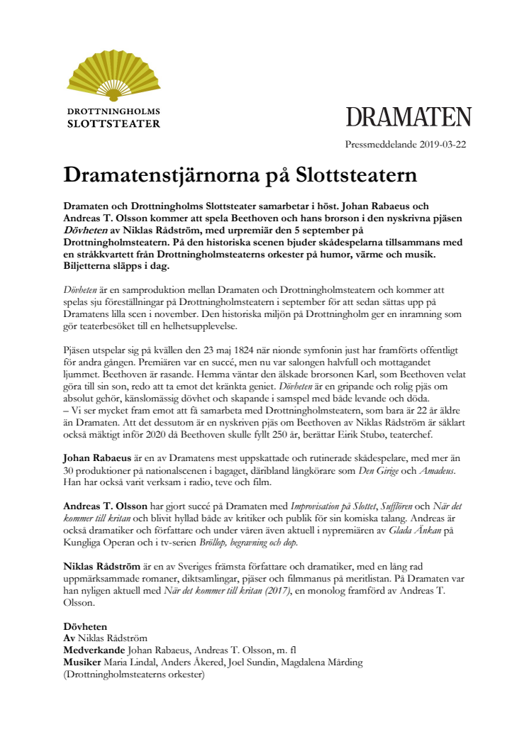 Dramatenstjärnorna på Slottsteatern