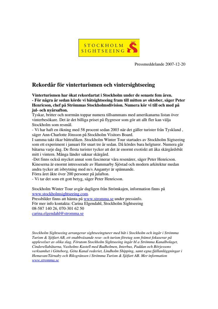 Rekordår för vinterturismen och vintersightseeing