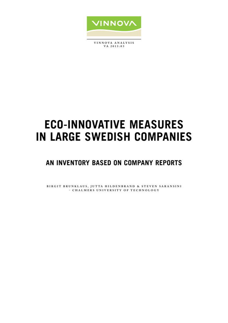 Eco-innovative measures in large Swedish companies