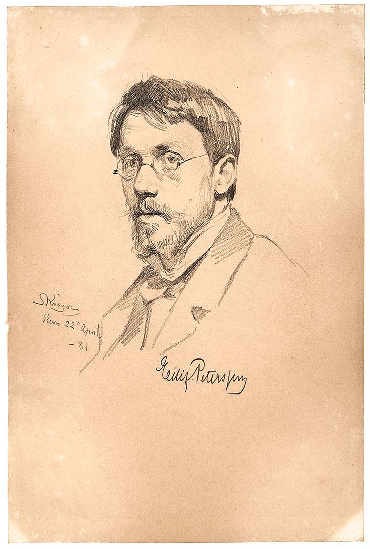 P.S. Krøyer- Portræt af Eilif Peterssen (1852-1928), 1881. Signeret. Bly på papir. 24 x 16,5 cm.jpg