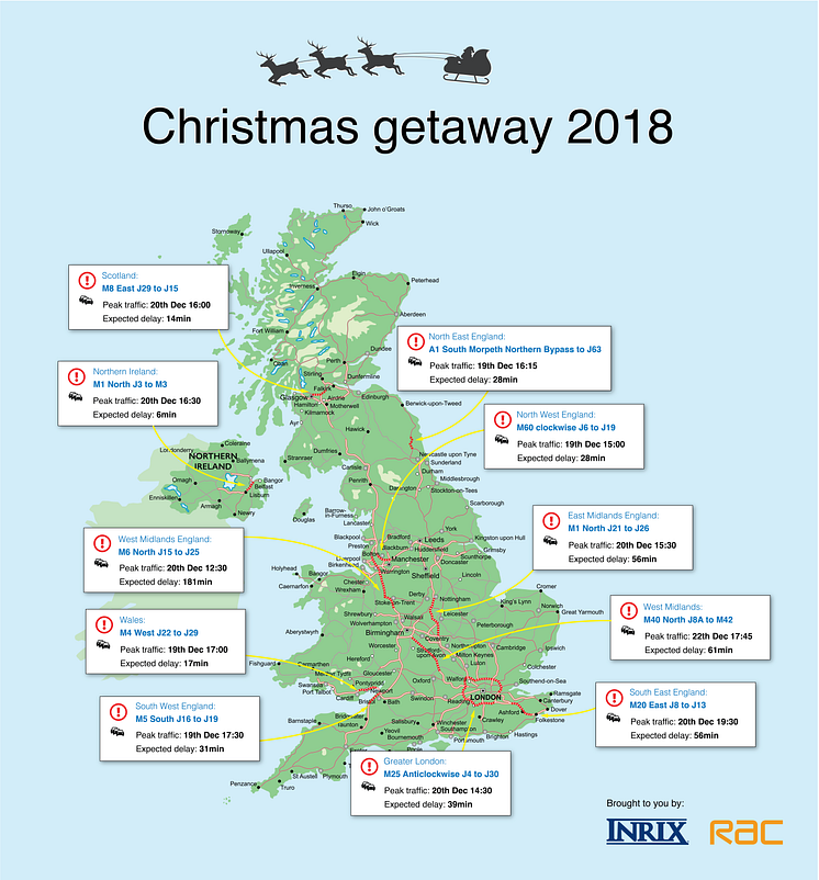 The Christmas getaway 2018 - Top jams by UK region