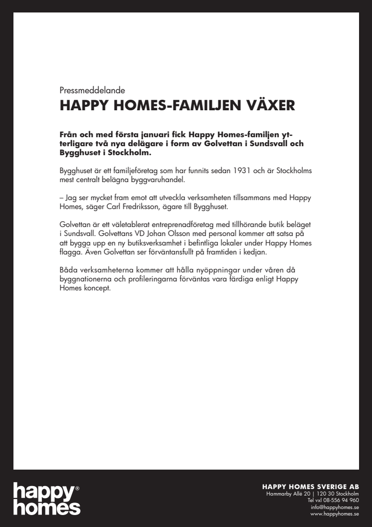 Happy Homes-familjen växer