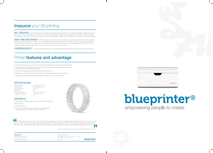 Blueprinter M3 3D-tulostin esite