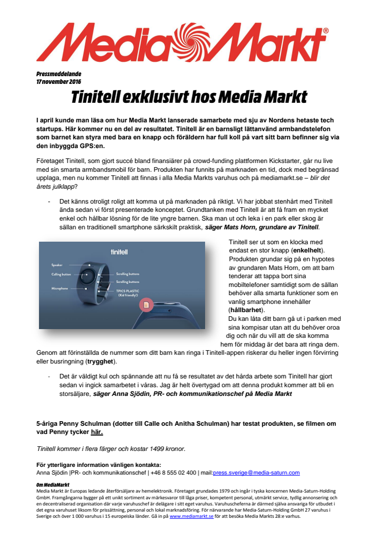 Tinitell exklusivt hos Media Markt